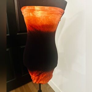 Agaci Strapless Mini Dress Black Sunset Ombré Print M